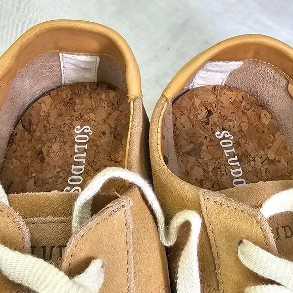 NEAR MINT! Soludos The Ibiza Classic Suede Sneaker 8.5 Camel Beige - Picture 8 of 11